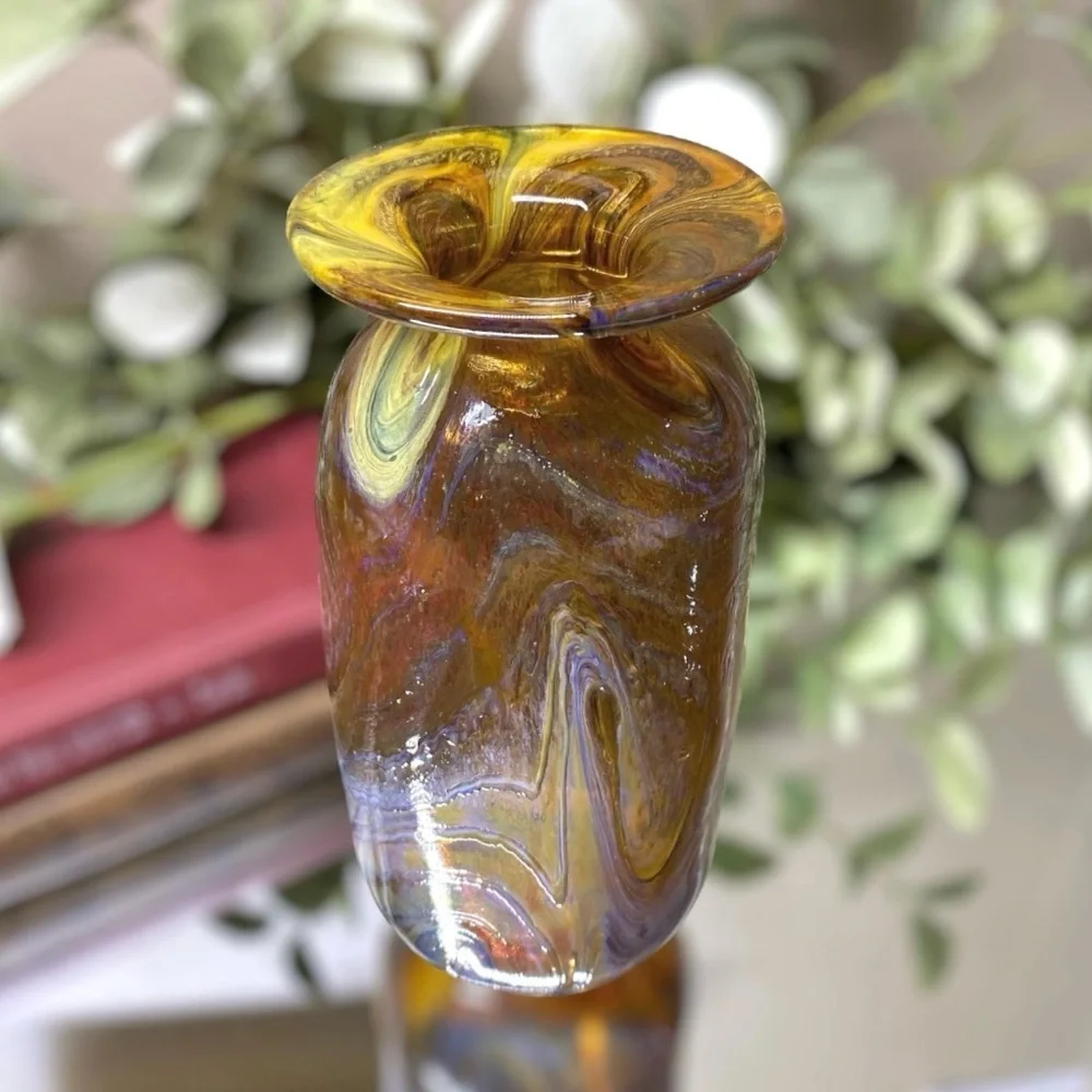 Vintage Drew Smith Art Glass Vase Signed 6 3/4” Tall Dated 2/75 GHG A-657